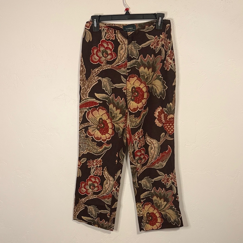 Lauren Ralph Lauren Women's Floral Trousers in Brown and Red